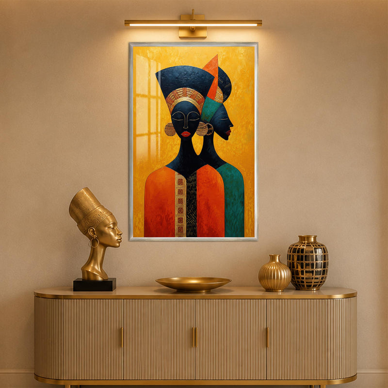 Golden African Sisters with silver frame