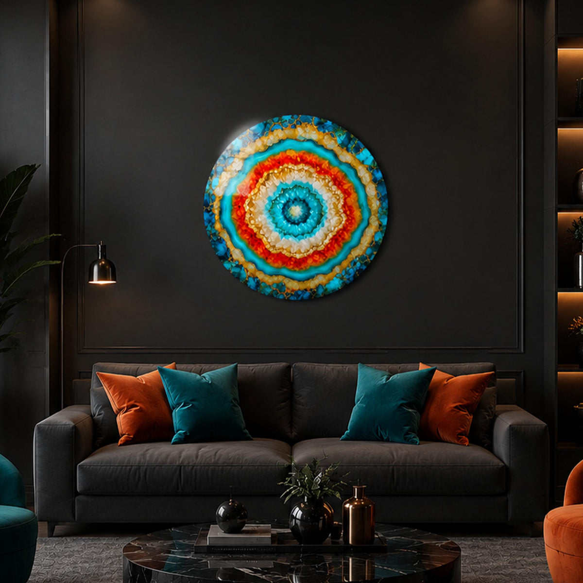 Turquoise Geode — tempered glass, ultra HD print, ready to hang