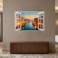 Venetian Canal Window with white frame