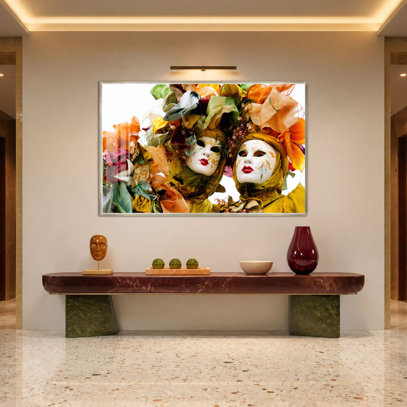 Venetian Carnival Masks with silver frame