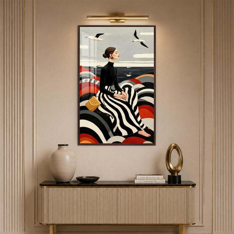 Seaside Serenity with walnut frame