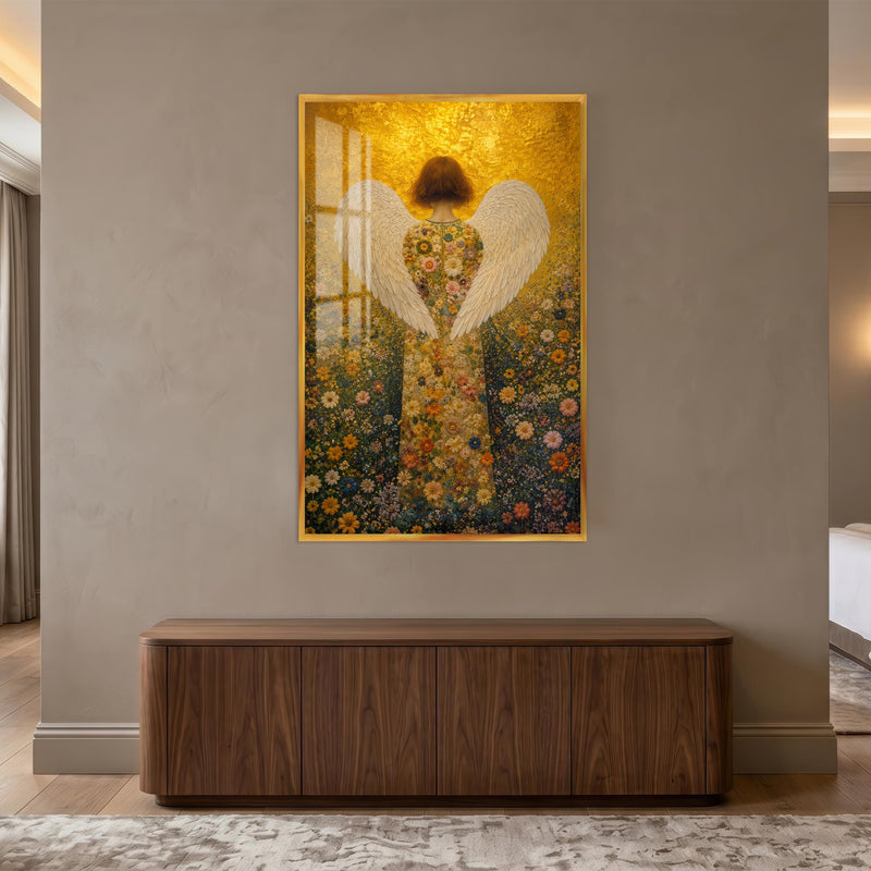 Golden Garden Angel with gold frame