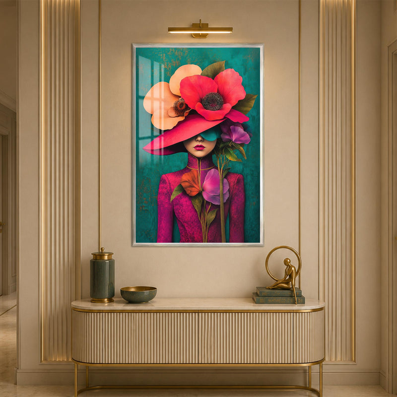 Floral Femme with silver frame