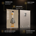 Striped Duck Character — tempered glass, ultra HD print, ready to hang