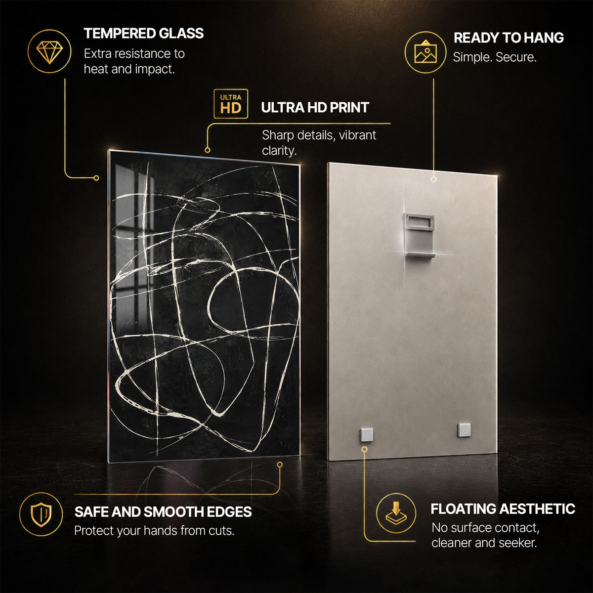 Midnight Motion — tempered glass, ultra HD print, ready to hang