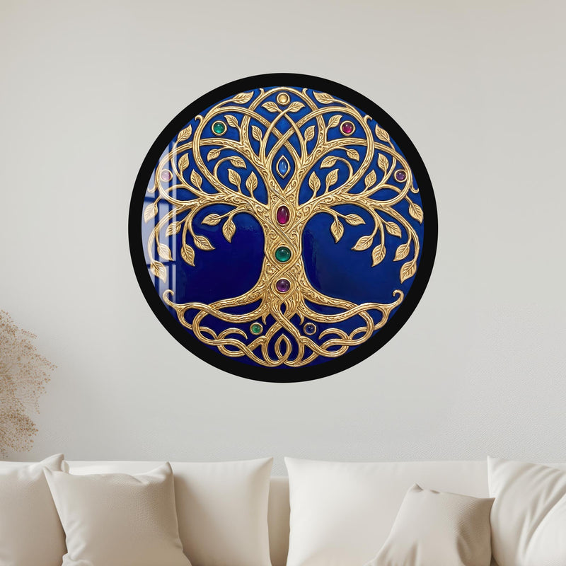Sapphire Tree Of Life with gold frame