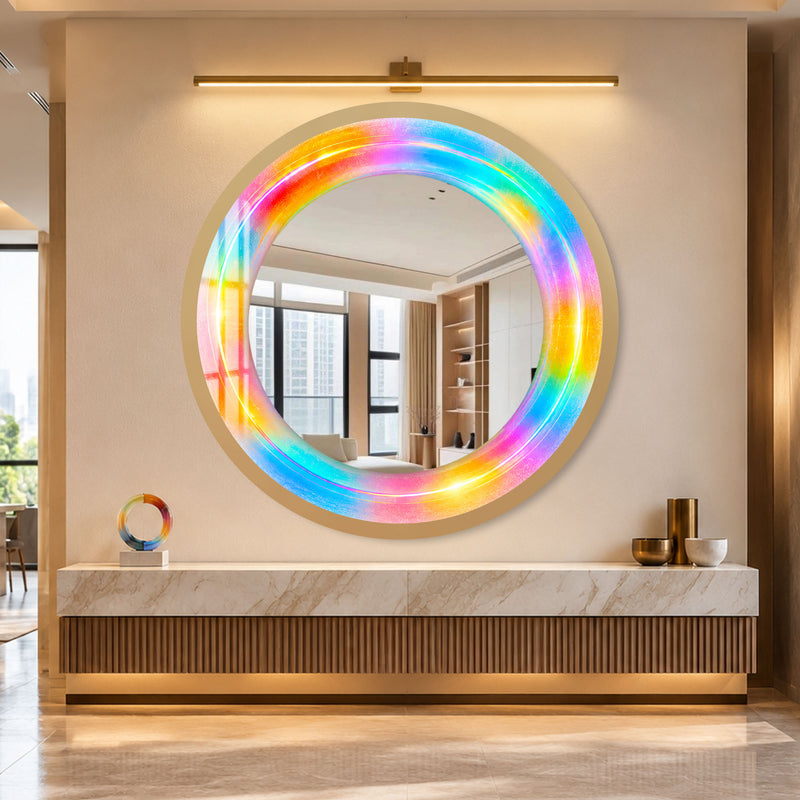 Prismatic Rainbow Halo with gold frame