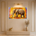 Artronauts Glass Print 18x12 cm | 7.1"x4.7" / White Sunset Elephant Glass Wall Art
