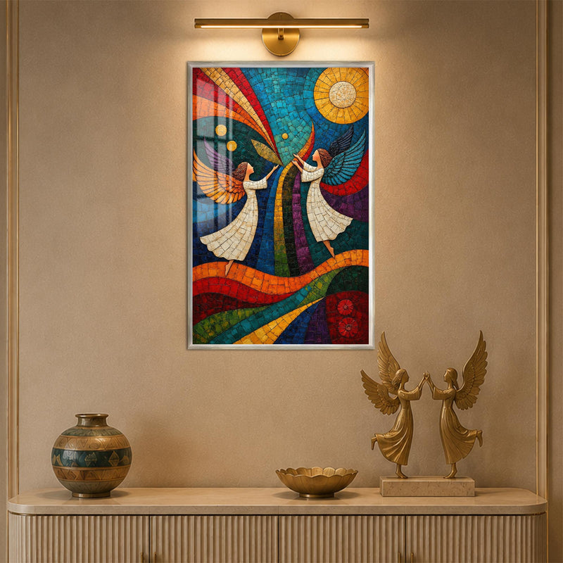 Celestial Angel Mosaic with silver frame