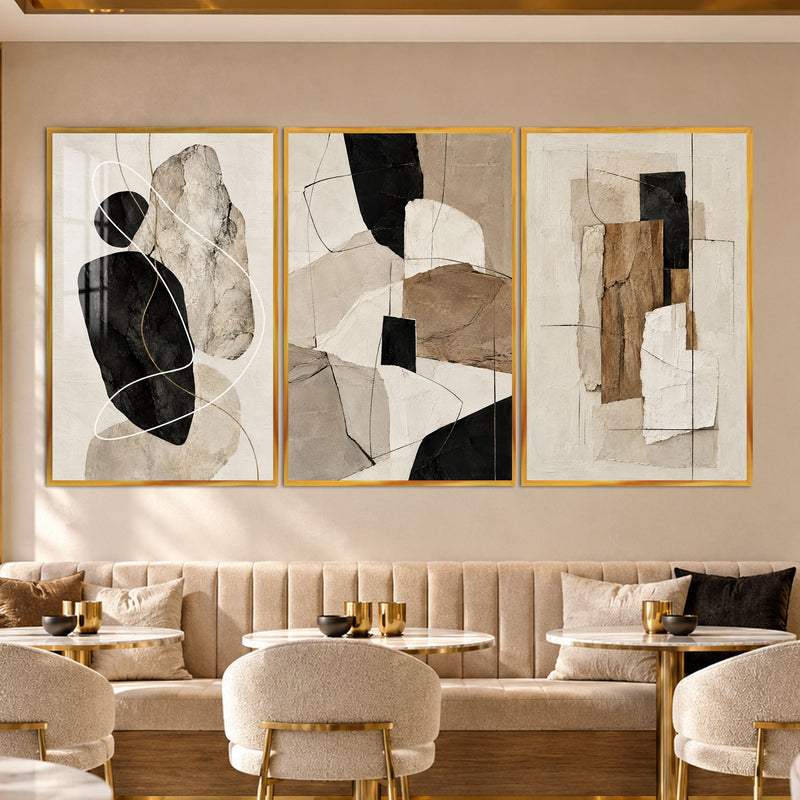 Neutral Abstract with gold frame
