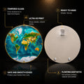 Gilded Earth Map — tempered glass, ultra HD print, ready to hang