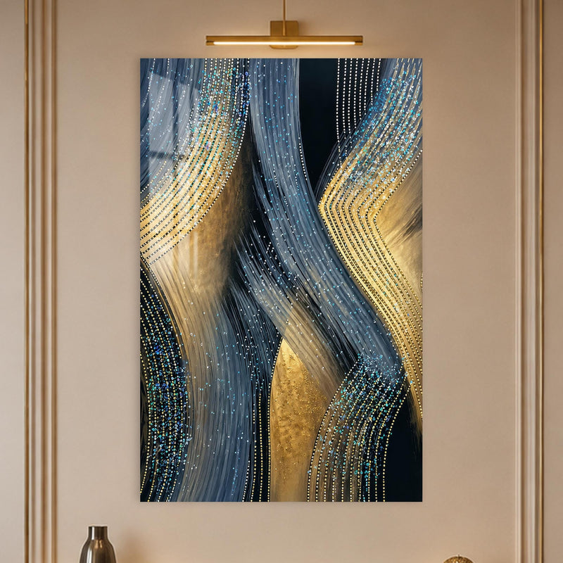 Artronauts Glass Print Gilded Sapphire Currents Glass Wall Art