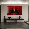 Artronauts Glass Print 18x12 cm | 7.1"x4.7" / White Crimson Floral Empress Glass Wall Art