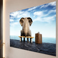 Artronauts Glass Print Elephant Waiting Seaside Glass Wall Art