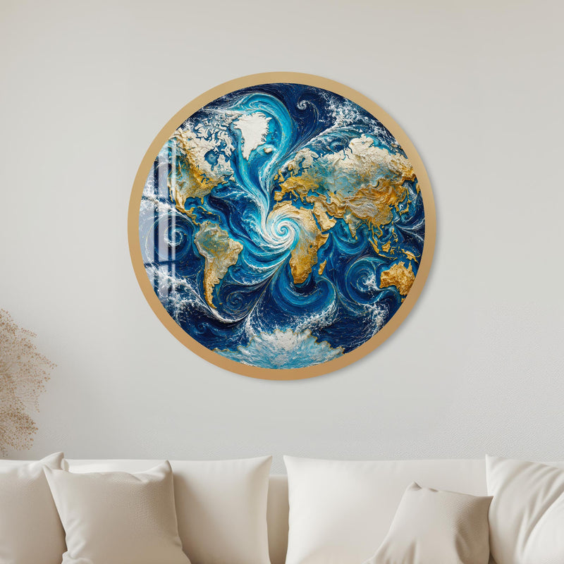 Gilded Ocean World with gold frame