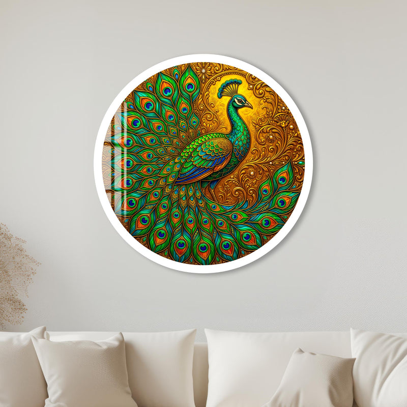 Emerald Peacock with white frame