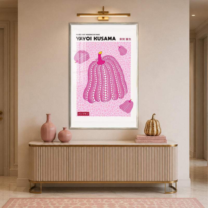 Pink Polka Dot Pumpkin with silver frame