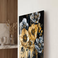 Gilded Midnight Flowers close-up angled detail