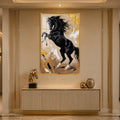Rearing Black Stallion with gold frame