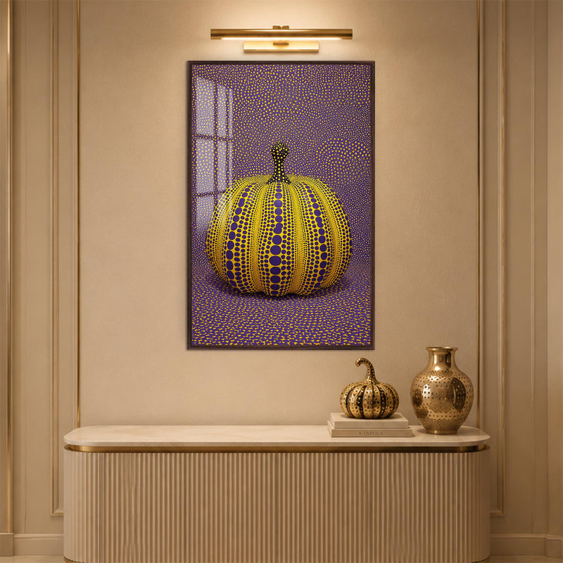 Dotted Golden Pumpkin with walnut frame