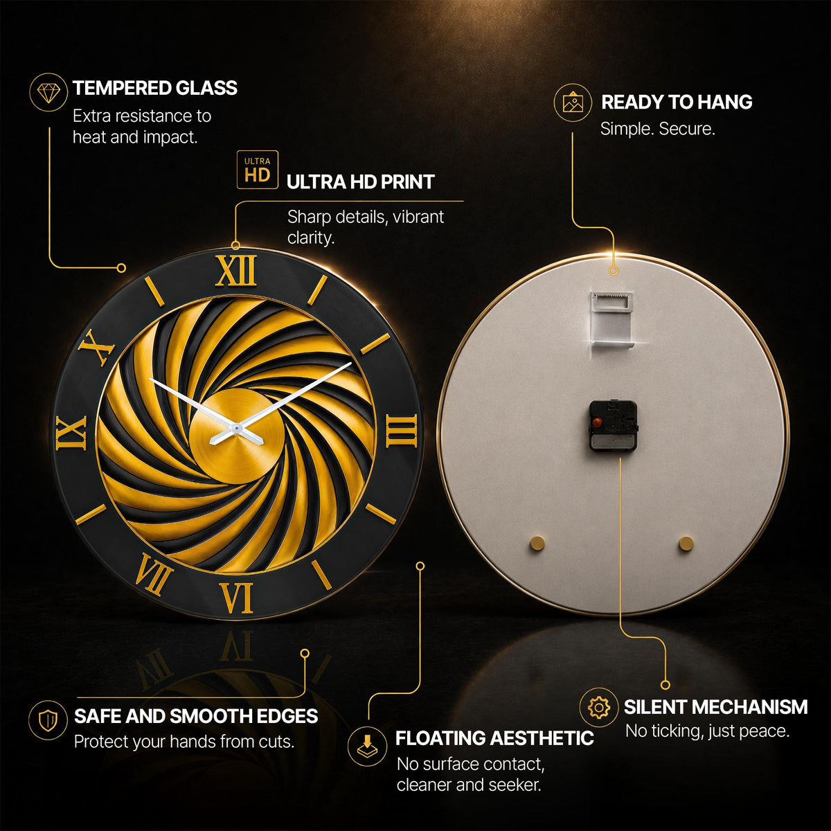 Golden Spiral — tempered glass, ultra HD print, ready to hang