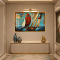 Artronauts Glass Print 18x12 cm | 7.1"x4.7" / Gold Weathered Sails Glass Wall Art