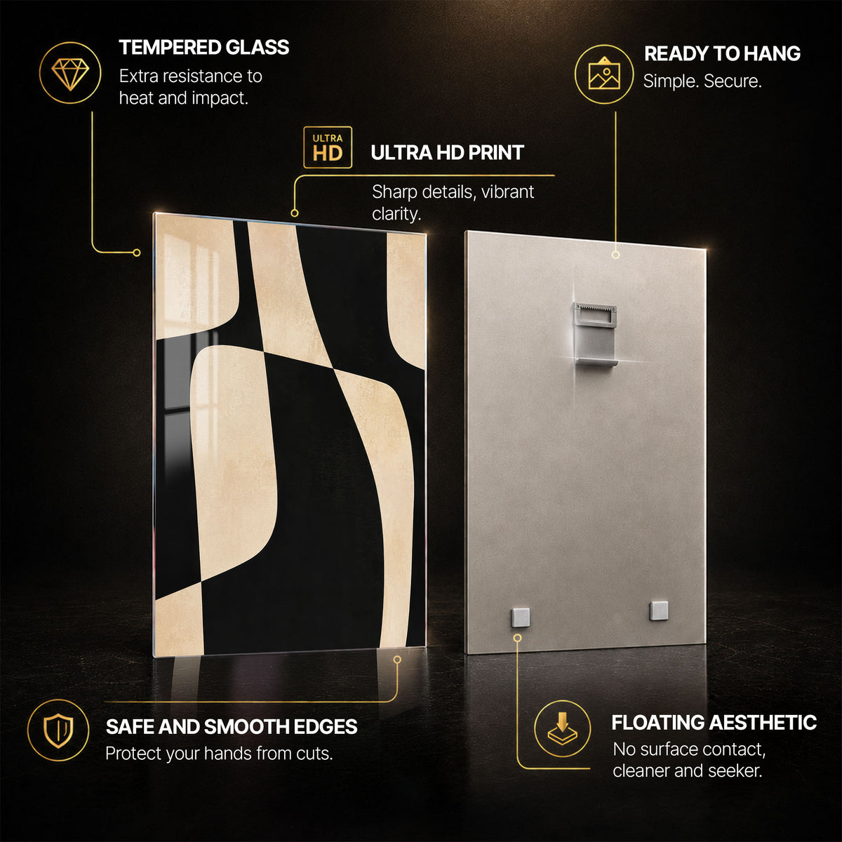 Interlocking Forms — tempered glass, ultra HD print, ready to hang