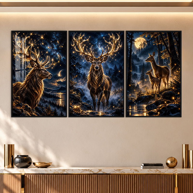Moonlit Deer with black frame