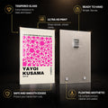 Kusama Pink Dots — tempered glass, ultra HD print, ready to hang