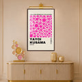 Kusama Pink Dots with walnut frame