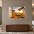 Golden Savanna Window with white frame