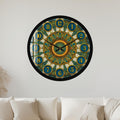 Teal Jeweled Mandala with black frame