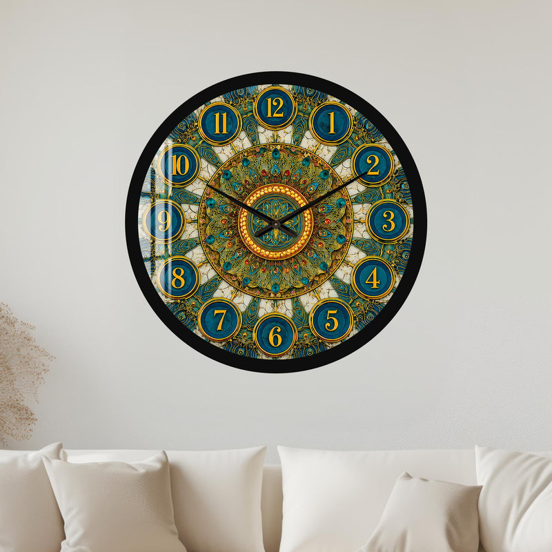 Teal Jeweled Mandala with black frame