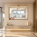 Blushing Blossom Serenity with walnut frame