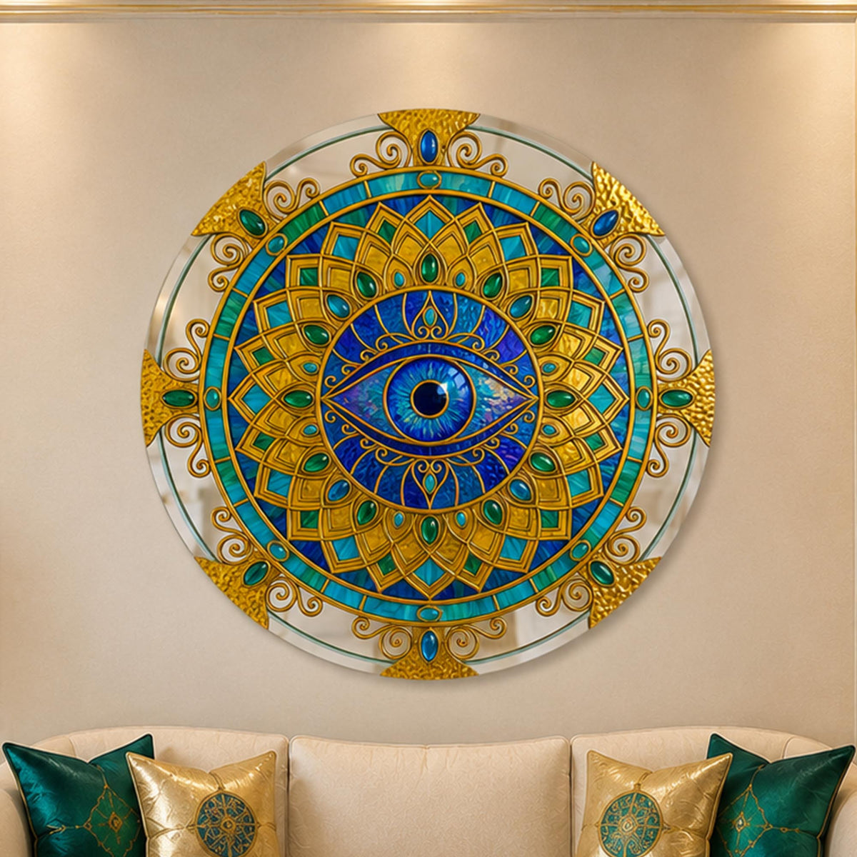 Azure Guardian Eye — tempered glass, ultra HD print, ready to hang