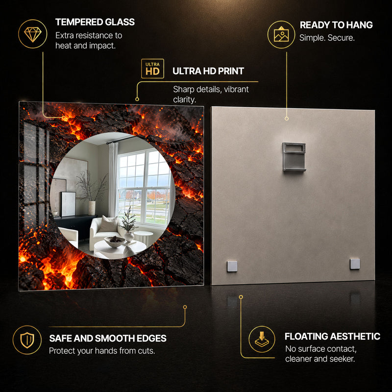 Molten Lava Glow — tempered glass, ultra HD print, ready to hang