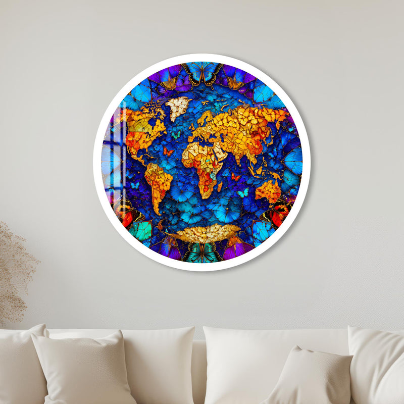 Butterfly World Map with white frame