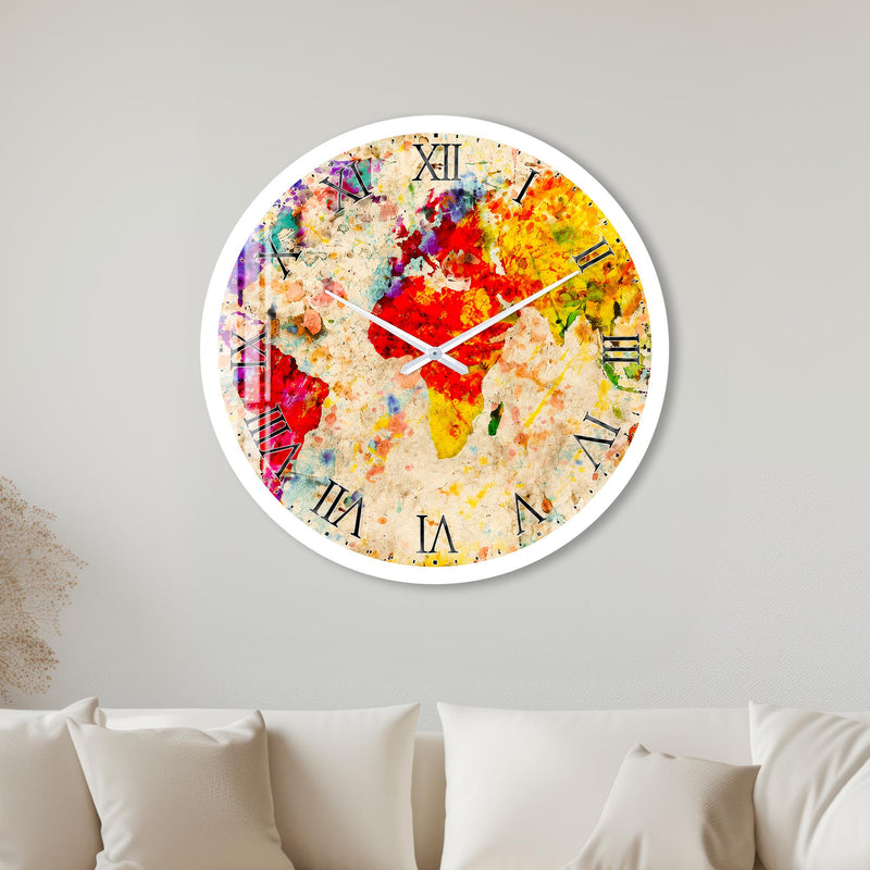 Watercolour World Map with white frame