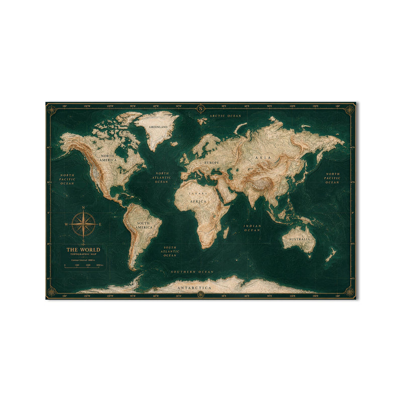 Emerald World Map product shot on white background