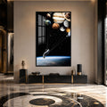 Artronauts Glass Print 12x18 cm | 4.7"x7.1" / Black Planetary Flight Glass Wall Art