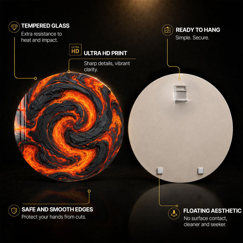 Molten Vortex — tempered glass, ultra HD print, ready to hang