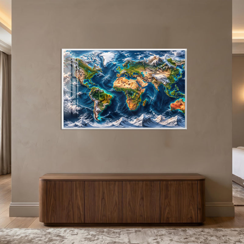Majestic World Relief with white frame