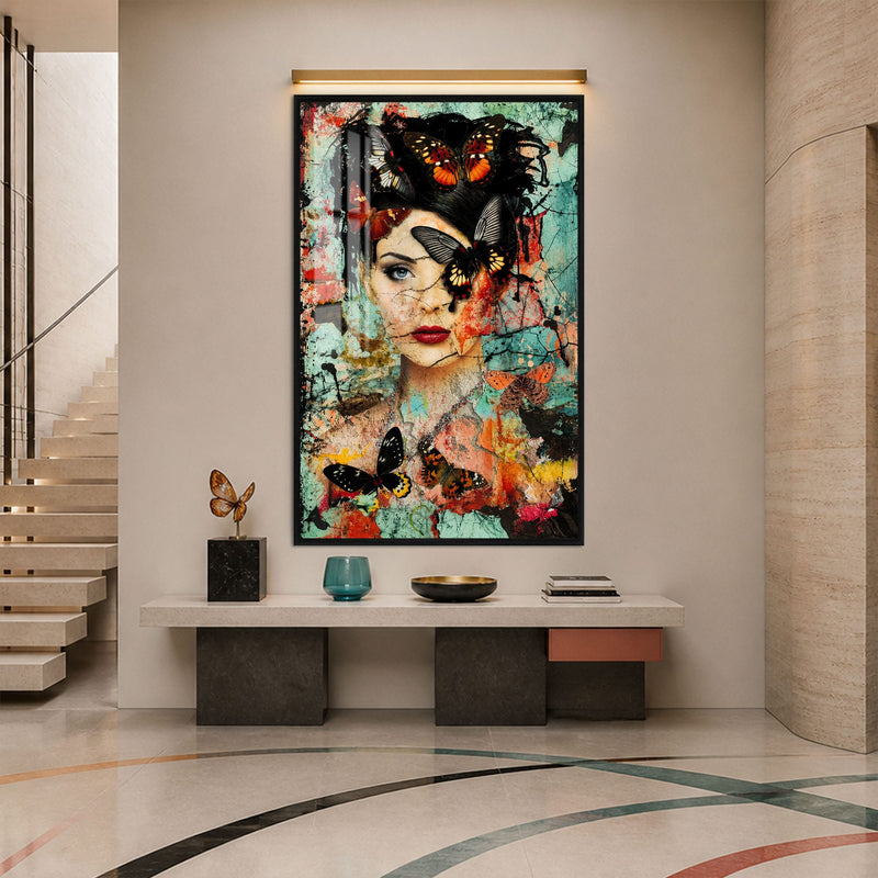 Artronauts Glass Print 12x18 cm | 4.7"x7.1" / Black Butterfly Muse Glass Wall Art