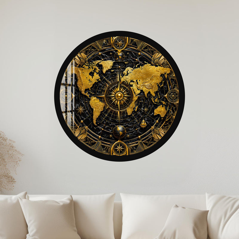 Gilded Compass World with black frame