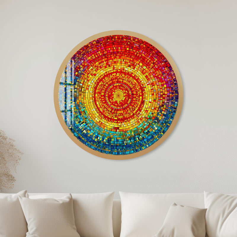 Radiant Mosaic Sunburst with gold frame