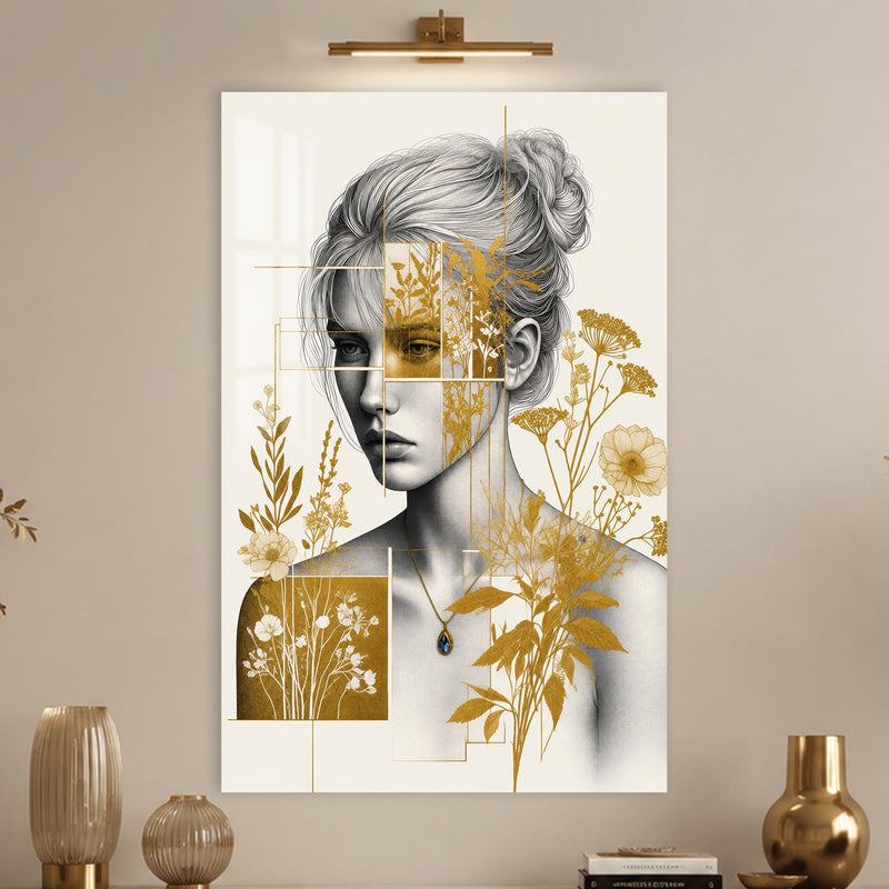 Golden Botanical Muse in a modern room