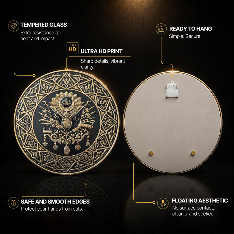 Ottoman Imperial Crest — tempered glass, ultra HD print, ready to hang