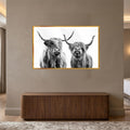 Highland Cow Duo with gold frame