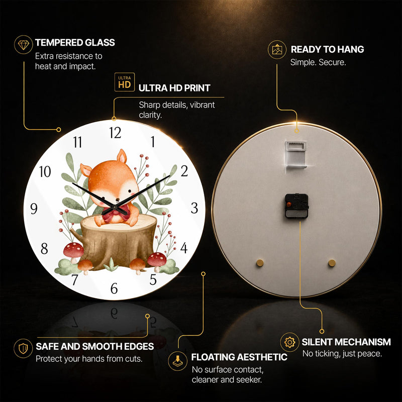 Woodland Fox — tempered glass, ultra HD print, ready to hang