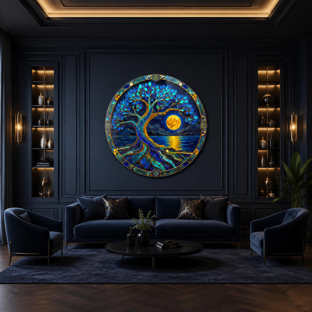 Moonlit Tree — tempered glass, ultra HD print, ready to hang